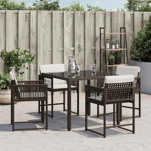 Cadeiras de jardim - Cadeiras de exterior com almofadões 4 pcs vime PE castanho
