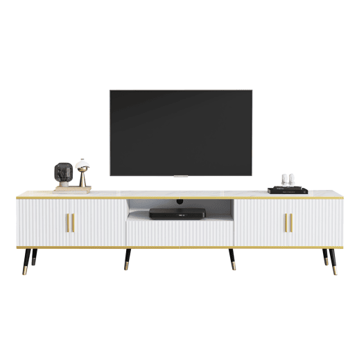 Móvel de TV 200 cm de painel de partículas com 4 portas e 1 gaveta,branco