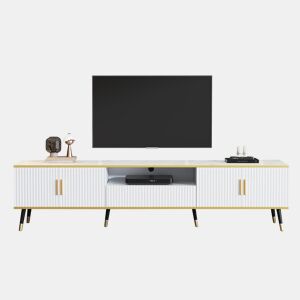 Móvel de TV 200 cm de painel de partículas com 4 portas e 1 gaveta,branco