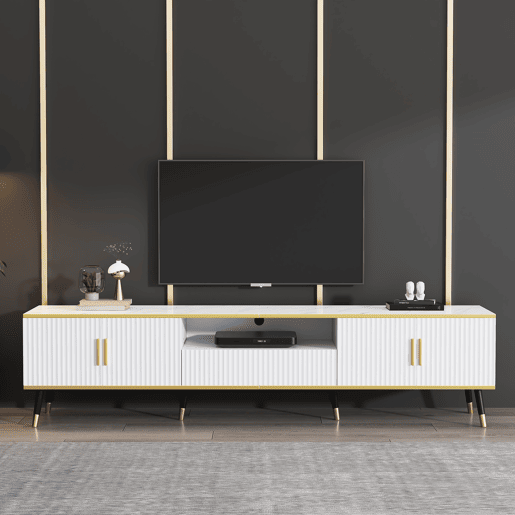 Móvel de TV 200 cm de painel de partículas com 4 portas e 1 gaveta,branco