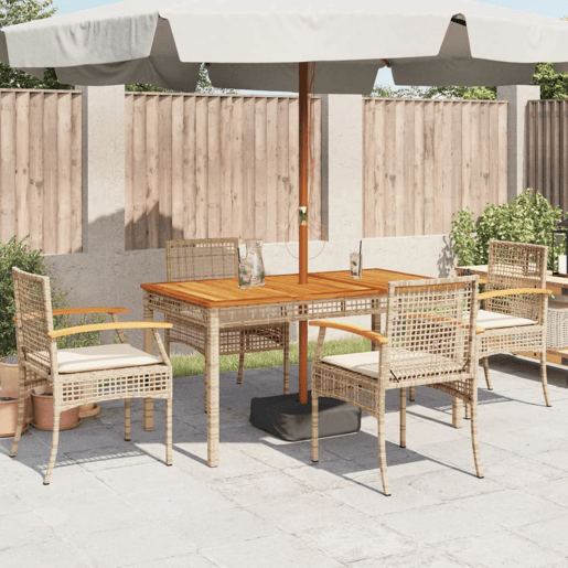 Cadeiras de jardim - Cadeiras de exterior com almofadões 4 pcs vime PEacácia bege