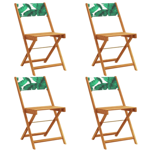 Cadeiras de jardim - Cadeiras de exterior dobráveis 4 pcs tecidomadeira maciça verde