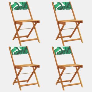 Cadeiras de jardim - Cadeiras de exterior dobráveis 4 pcs tecidomadeira maciça verde