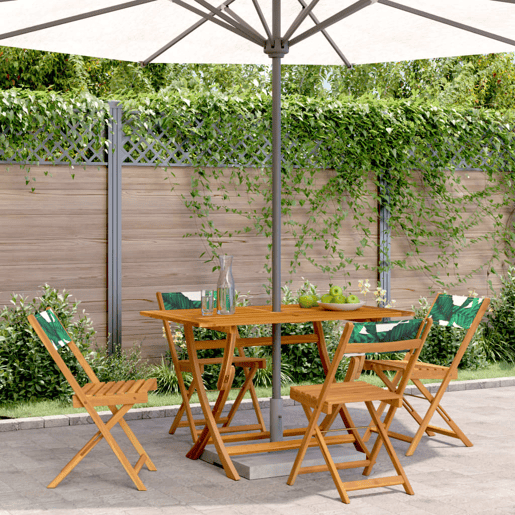 Cadeiras de jardim - Cadeiras de exterior dobráveis 4 pcs tecidomadeira maciça verde