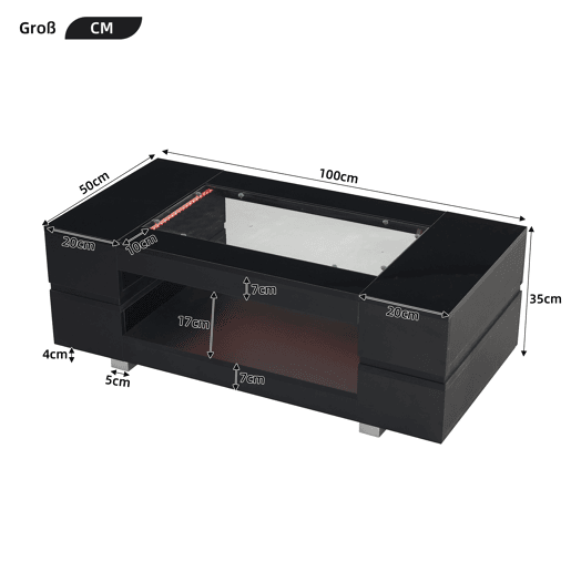 Mesa de centro retangular de painel de partÃculas com luz led,preto Mesa de centro retangular de painel de partÃculas com luz led,preto