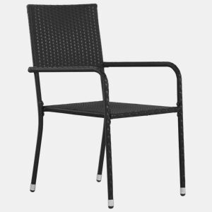 Cadeiras de jantar - Cadeiras de exterior empilháveis para jardim 6 pcs vime PE preto