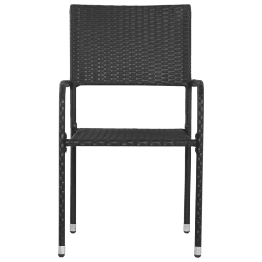 Cadeiras de jantar - Cadeiras de exterior empilháveis para jardim 6 pcs vime PE preto Cadeiras de jantar - Cadeiras de exterior empilháveis para jardim 6 pcs vime PE preto