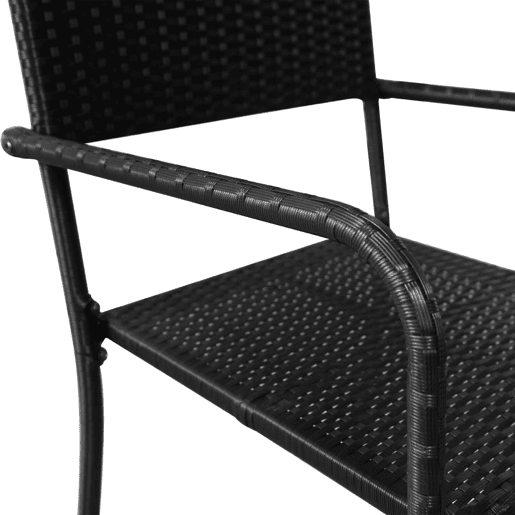 Cadeiras de jantar - Cadeiras de exterior empilháveis para jardim 6 pcs vime PE preto Cadeiras de jantar - Cadeiras de exterior empilháveis para jardim 6 pcs vime PE preto