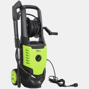 Outsunny Lavadora de Alta Pressão 2200W Pressão 170 Bar Fluxo 420 Lh com Bomba de Alumínio Paragem Automática Mangueira de 6 m Inclui Garrafa de Espuma e Bico Ajustável 32x32x80 cm Verde e Preto