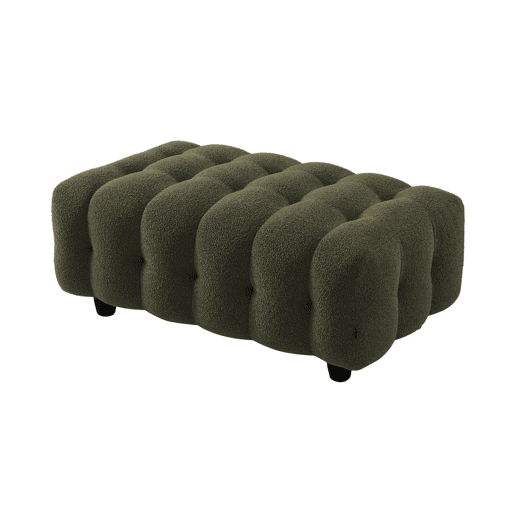 Puff para sofá textura boucle de 3 lugares, Leon boucle, Verde caqui, 115x70x48 cm