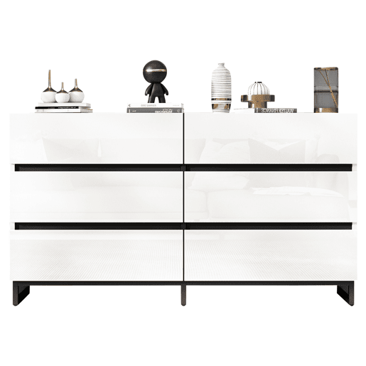 Cômoda dupla de painel de partículas com 6 gavetas,branco Cômoda dupla de painel de partículas com 6 gavetas,branco