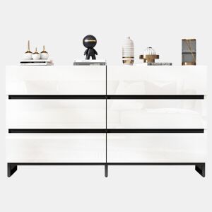 Cômoda dupla de painel de partículas com 6 gavetas,branco