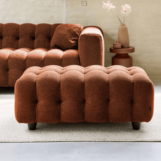 Puff para sofá textura boucle de 3 lugares, Leon boucle, Terracota, 115x70x48 cm