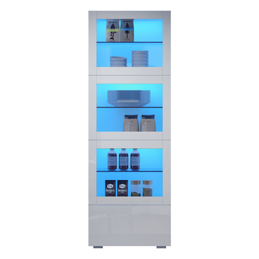 Vitrine de mdf com 3 portas,1 gaveta e luz led,branco Vitrine de mdf com 3 portas,1 gaveta e luz led,branco