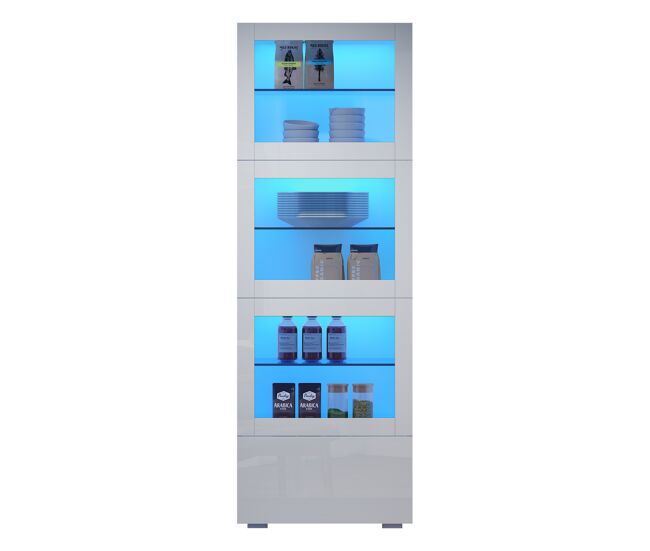 Vitrina de mdf con 3 puertas,1 cajón y luz led,blanco