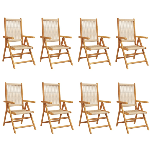 Cadeiras de jardim - Cadeiras de exterior reclináveis 8 pcs madeira acácia maciça bege