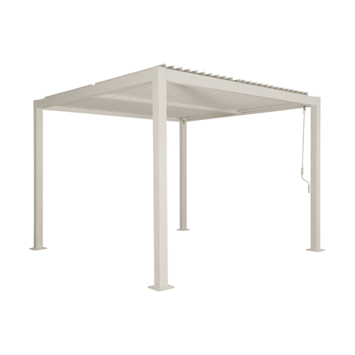 Pérgola bioclimática 3x3m com persiana, alumínio e aço com lâminas ajustáveis, Palace 3x3m, Beige, 292x292x231 cm