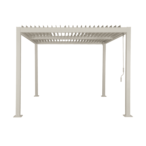 Pérgola bioclimática 3x3m com persiana, alumínio e aço com lâminas ajustáveis, Palace 3x3m, Beige, 292x292x231 cm