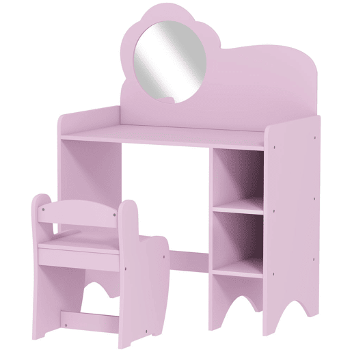 AIYAPLAY Toucador para Crianças com Banco e Espelho em Forma de Flor Toucador para Meninas com Compartimentos Abertos Mesa de Maquilhagem para Crianças de 3-8 Anos 70x39x92,5 cm Roxo AIYAPLAY Toucador para Crianças com Banco e Espelho em Forma de Flor Toucador para Meninas com Compartimentos Abertos Mesa de Maquilhagem para Crianças de 3-8 Anos 70x39x92,5 cm Roxo