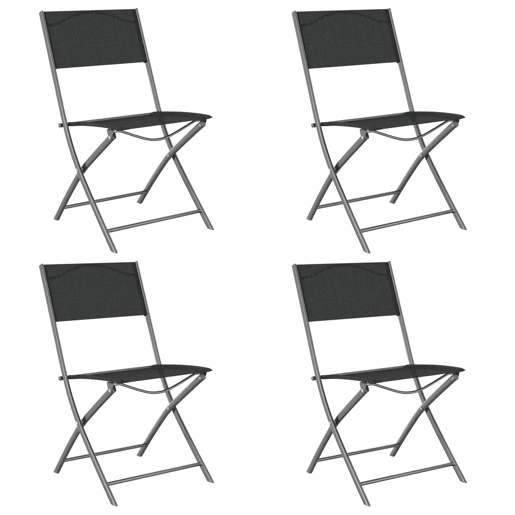 Cadeiras de exterior - Cadeiras de jardim dobráveis 4 pcs aço e textilene preto