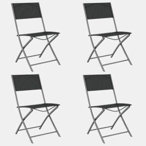 Cadeiras de exterior - Cadeiras de jardim dobráveis 4 pcs aço e textilene preto