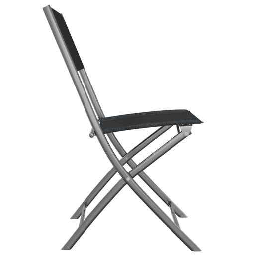 Cadeiras de exterior - Cadeiras de jardim dobráveis 4 pcs aço e textilene preto