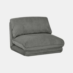 Poltrona grande em veludo canelado grosso, 1 lugar, Cosy, Cinza, 209x78x58 cm