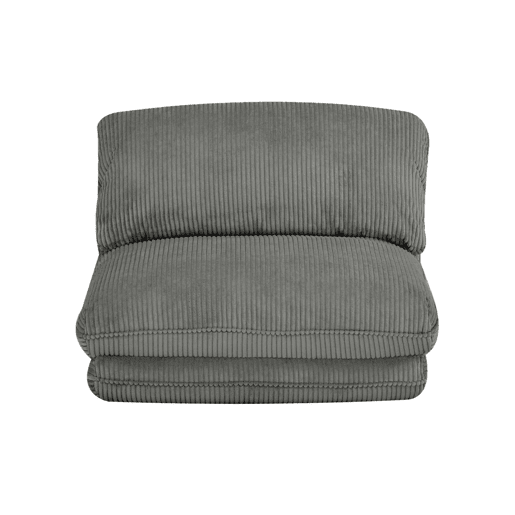 Poltrona grande em veludo canelado grosso, 1 lugar, Cosy, Cinza, 209x78x58 cm