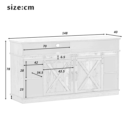 Móvel de TV 148 cm de painel de partículas com 2 portas,natural