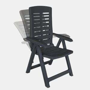Cadeiras de jardim - Cadeiras de exterior reclináveis 6 pcs plástico antracite