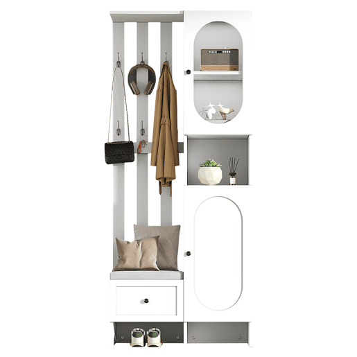 Móvel de entrada de painel de partículas com sapateira,branco