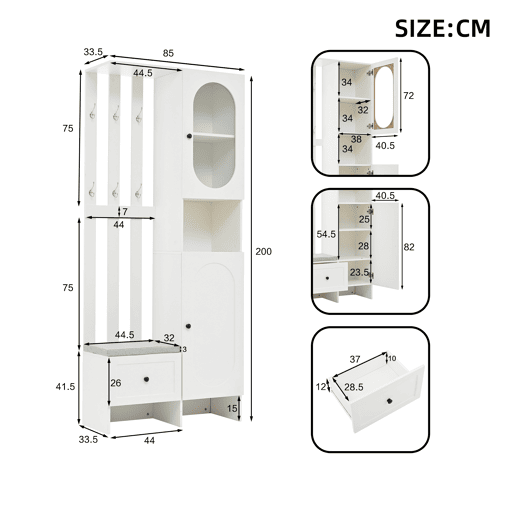 Móvel de entrada de painel de partículas com sapateira,branco
