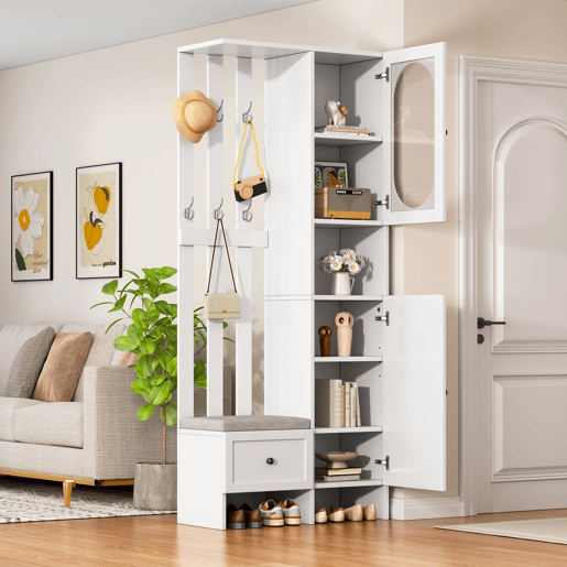 Móvel de entrada de painel de partículas com sapateira,branco