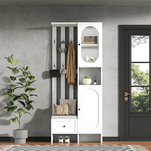 Móvel de entrada de painel de partículas com sapateira,branco
