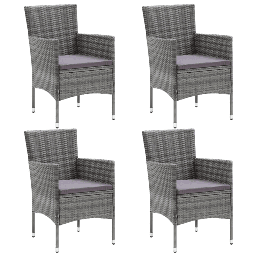 Cadeiras de jantar para jardim - Cadeiras de exterior 4 pcs vime PE cinzento