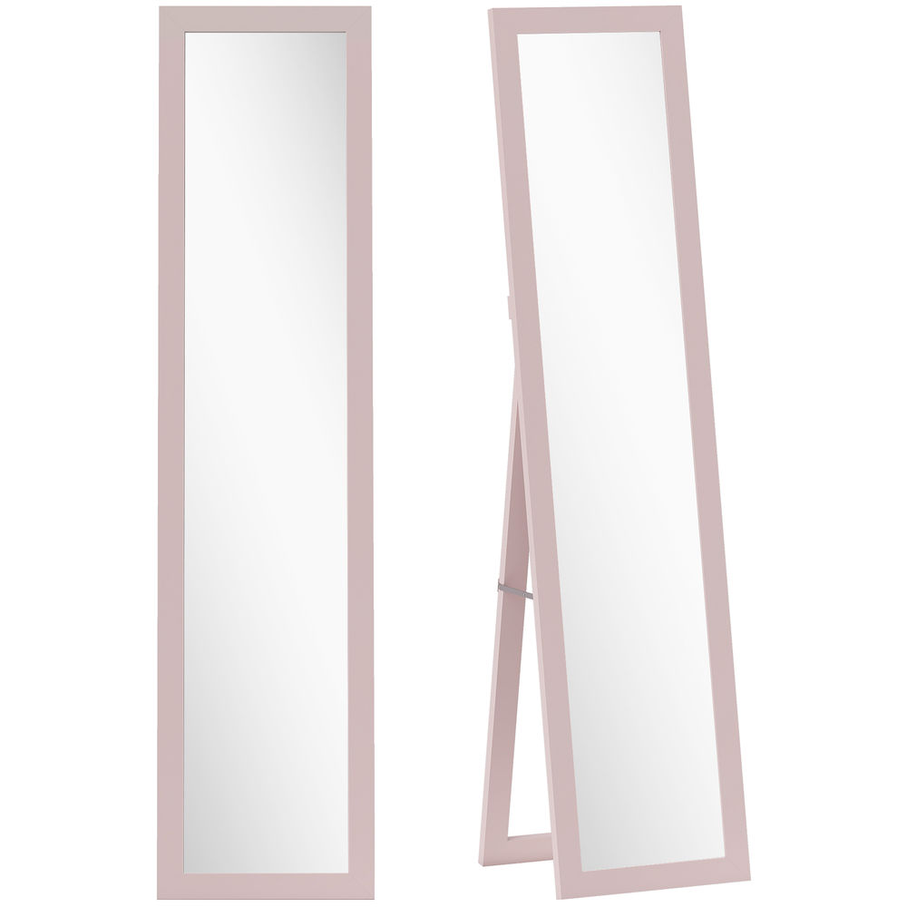 Homcom espejo de pie cuerpo entero 157x37 cm, espejo de cuerpo entero con soporte, 3 formas de uso, independiente, montaje pared y apoyado, para salón