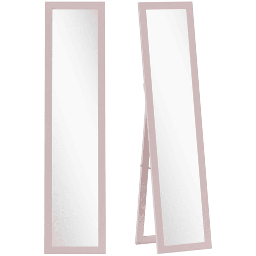 HOMCOM Espelho de Corpo Inteiro 37x155 cm Espelho de Pé Espelho de Parede Retangular com Estrutura de Madeira Decorativo para Sala de Estar Dormitório Corredor Rosa Claro HOMCOM Espelho de Corpo Inteiro 37x155 cm Espelho de Pé Espelho de Parede Retangular com Estrutura de Madeira Decorativo para Sala de Estar Dormitório Corredor Rosa Claro