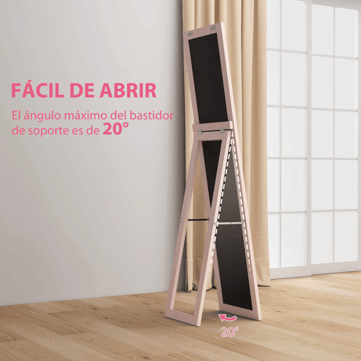 HOMCOM Espelho de Corpo Inteiro 37x155 cm Espelho de Pé Espelho de Parede Retangular com Estrutura de Madeira Decorativo para Sala de Estar Dormitório Corredor Rosa Claro HOMCOM Espelho de Corpo Inteiro 37x155 cm Espelho de Pé Espelho de Parede Retangular com Estrutura de Madeira Decorativo para Sala de Estar Dormitório Corredor Rosa Claro