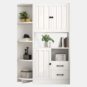 Armário de cozinha de painel de partículas com 3 portas e 2 gavetas,branco