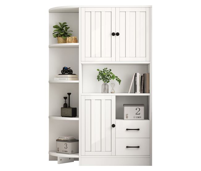 Armario de cocina de panel de partículas con 3 puertas y 2 cajones,blanco