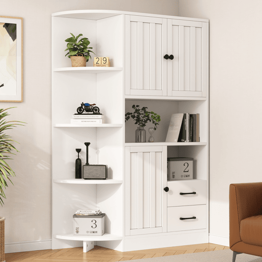 Armário de cozinha de painel de partículas com 3 portas e 2 gavetas,branco