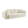 Sofá-cama boucle texturizada de 3 lugares, Sweeetch, Branco sujo, 243x112x83 cm
