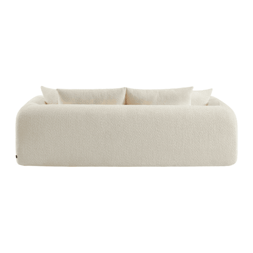 Sofá-cama boucle texturizada de 3 lugares, Sweeetch, Branco sujo, 243x112x83 cm