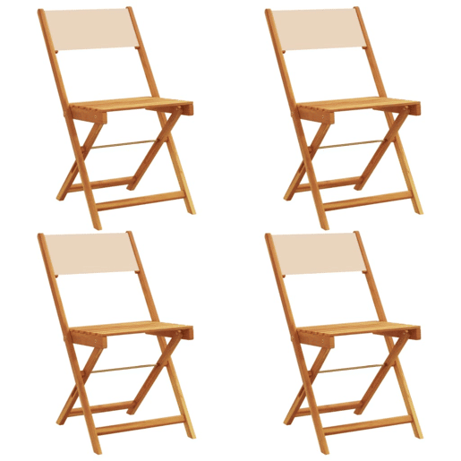Cadeiras de jardim - Cadeiras de exterior dobráveis 4 pcs tecido e madeira maciça bege