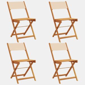 Cadeiras de jardim - Cadeiras de exterior dobráveis 4 pcs tecido e madeira maciça bege