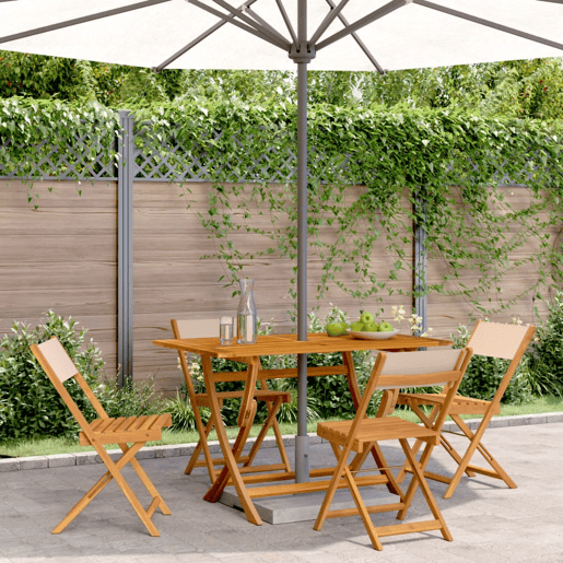 Cadeiras de jardim - Cadeiras de exterior dobráveis 4 pcs tecido e madeira maciça bege