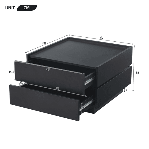 Mesa de centro giratória quadrada de painel de partículas,preto