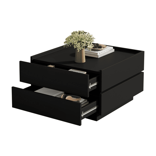 Mesa de centro giratória quadrada de painel de partículas,preto
