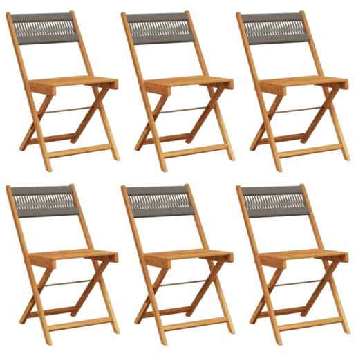 Cadeiras de jardim - Cadeiras de exterior dobráveis 6 pcs madeira acácia maciça cinza