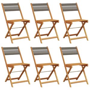 Cadeiras de jardim - Cadeiras de exterior dobráveis 6 pcs madeira acácia maciça cinza